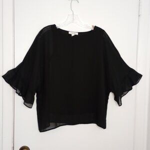 Nine West Black Sheer Chiffon Whimsigoth Top